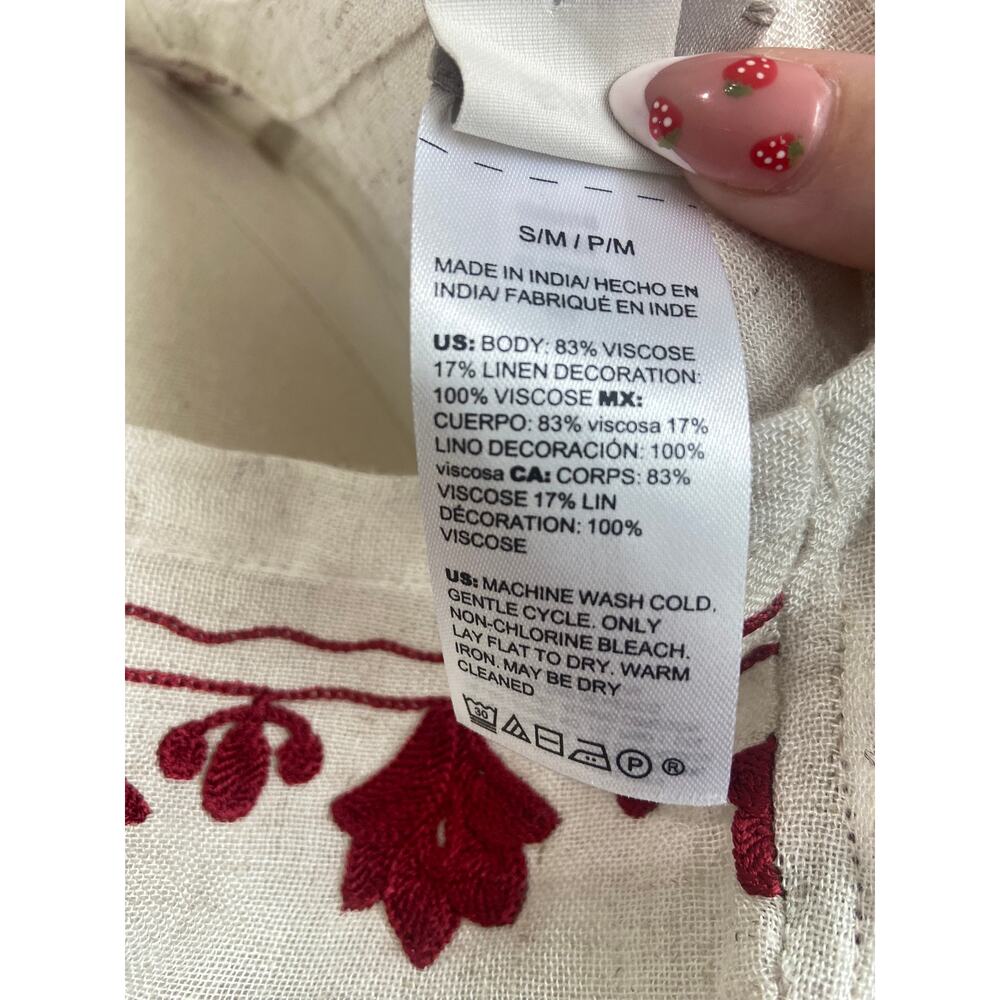 Chico's S/M Linen Blend Mixed Print Ruana Wrap Beach Summer Lightweight Boho - Picture 7 of 7
